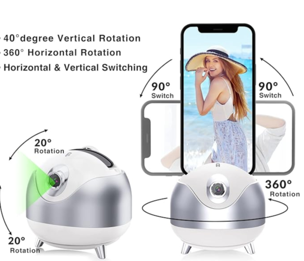 Tripé de câmera 360 com rastreamento automático de rosto para celular giratório - Imagem 2