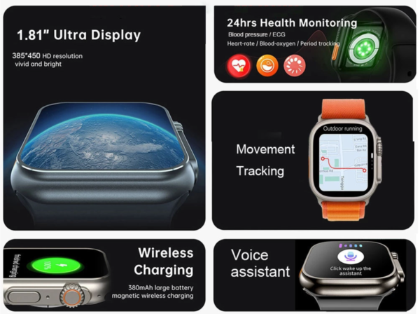 Nova Série 8 Relógio Ultra Smart Watch Esportivo Sem Fio À Prova D'água T800 - Imagem 6
