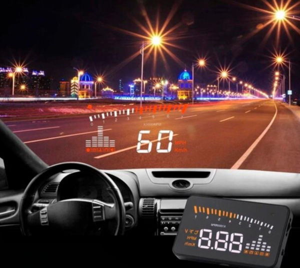 Velocimetro Contagiros Digital Automotivo Para-brisa Computador de Bordo HUD OBD II