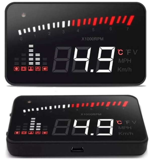 Velocimetro Contagiros Digital Automotivo Para-brisa Computador de Bordo HUD OBD II - Imagem 3