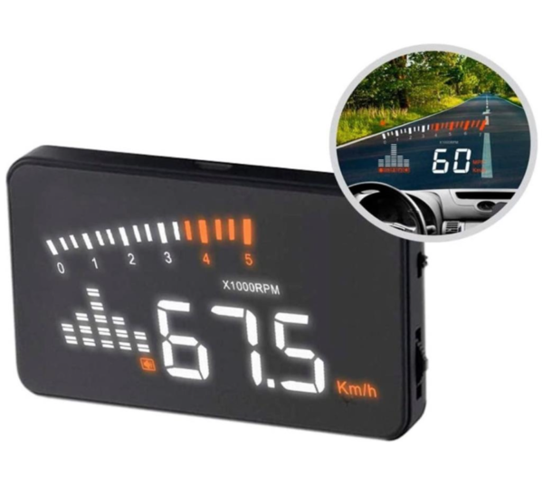Velocimetro Contagiros Digital Automotivo Para-brisa Computador de Bordo HUD OBD II - Imagem 4